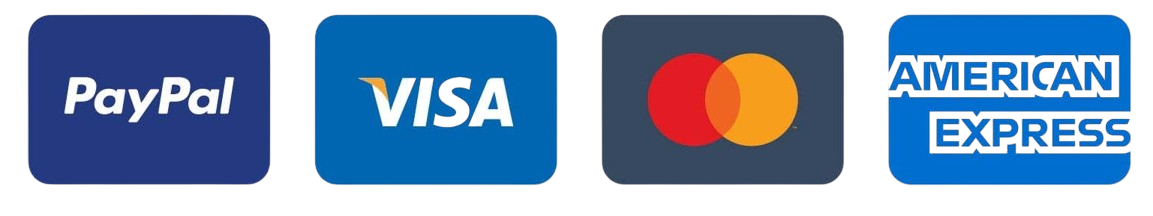 PayPal, Visa, Mastercard and American Express accepted